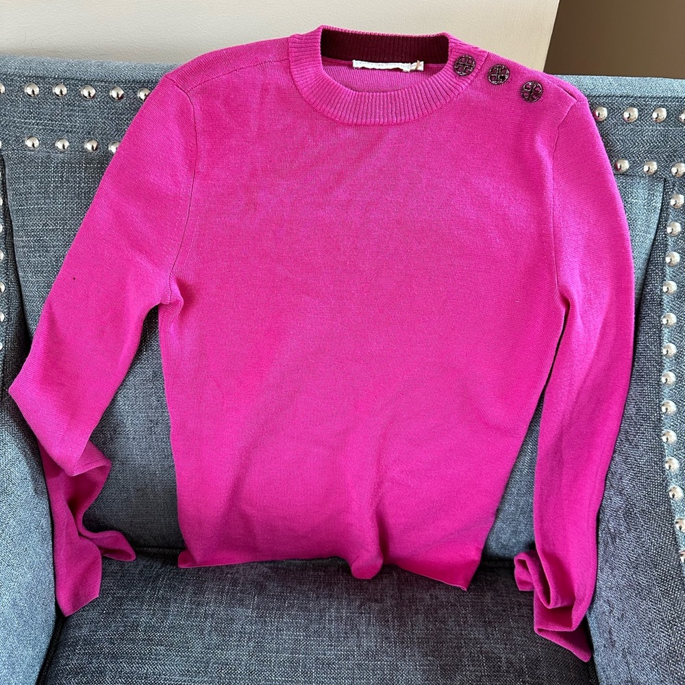 Tory Burch size XS pretty pink bell sleeve sweater.